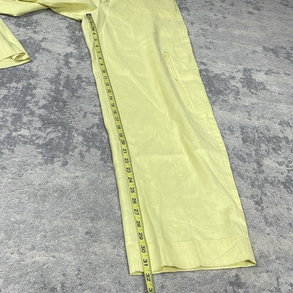 New Vince High Waist Tailored Utility Trouser Pants Pomelo Yellow Linen Sz 10 - Picture 12 of 16
